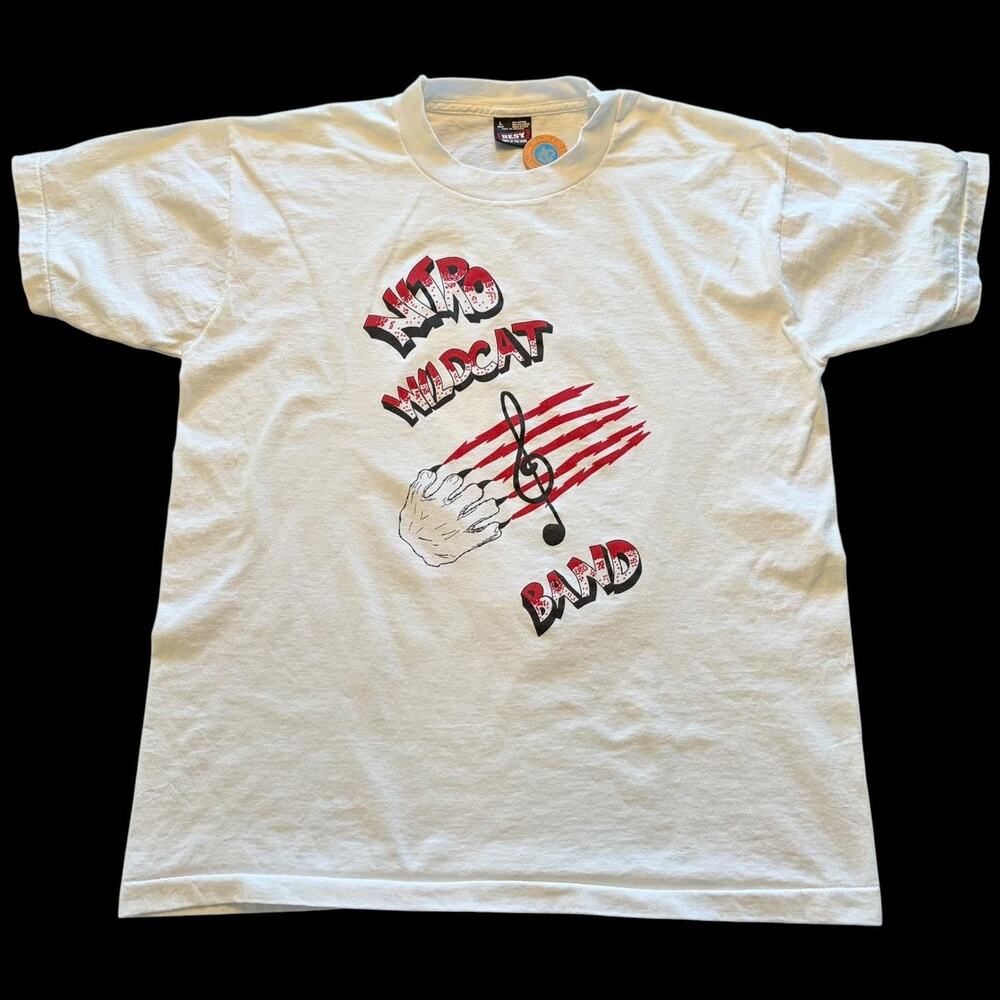 Vintage Nitro Wildcat Band Shirt Mens Large White Lottery Tee T-Shirt Made USA